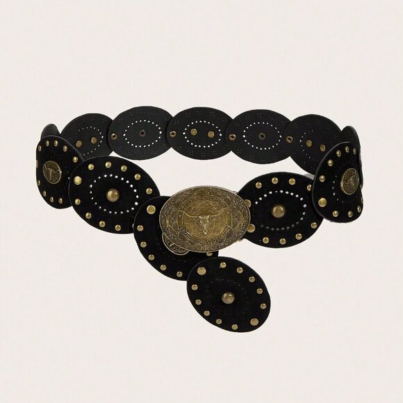 Black Boho Women\'s Heart Patchwork Belt main image 4
